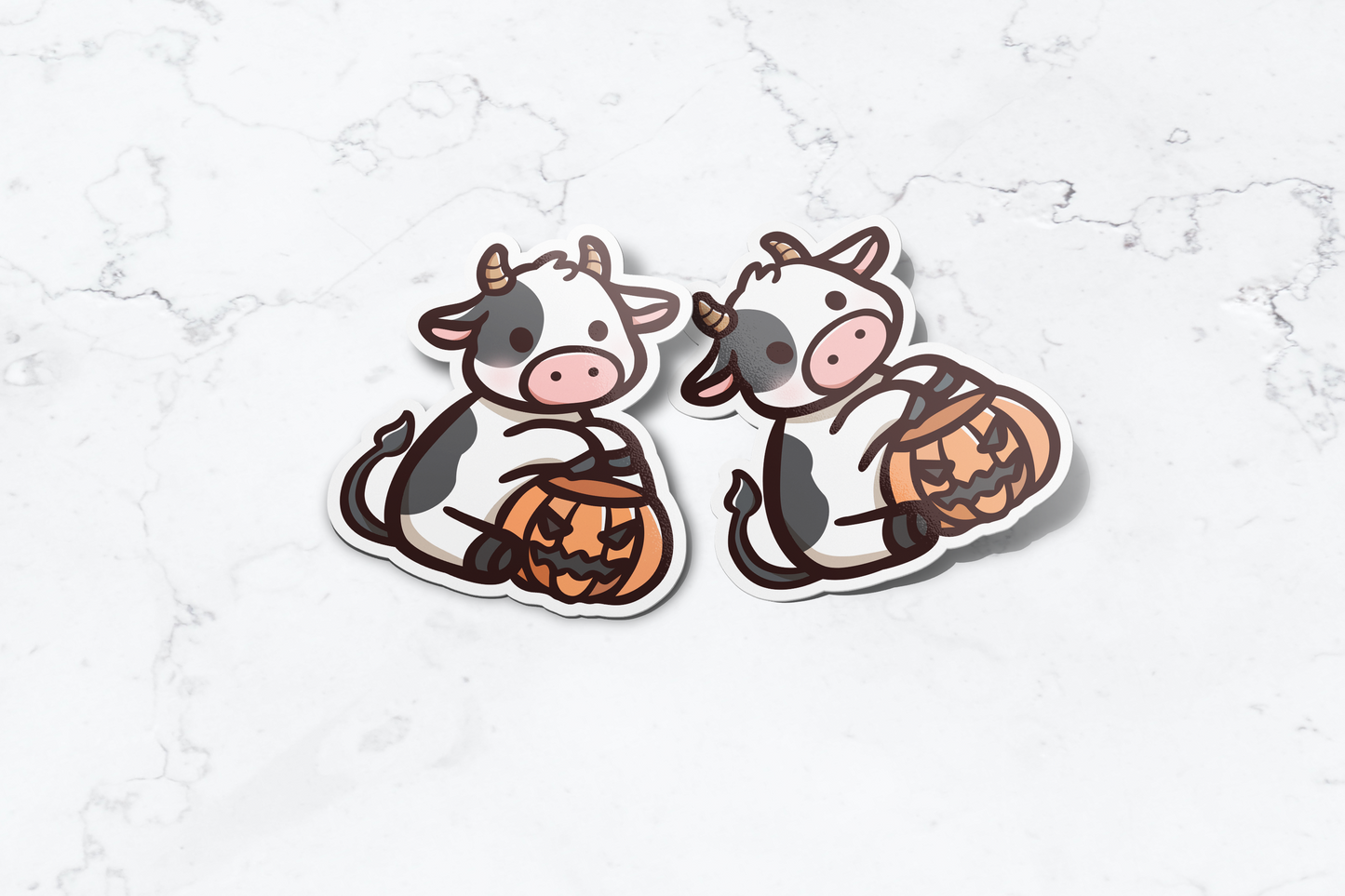 Cow with Pumpkin Sticker - FlippedDimension