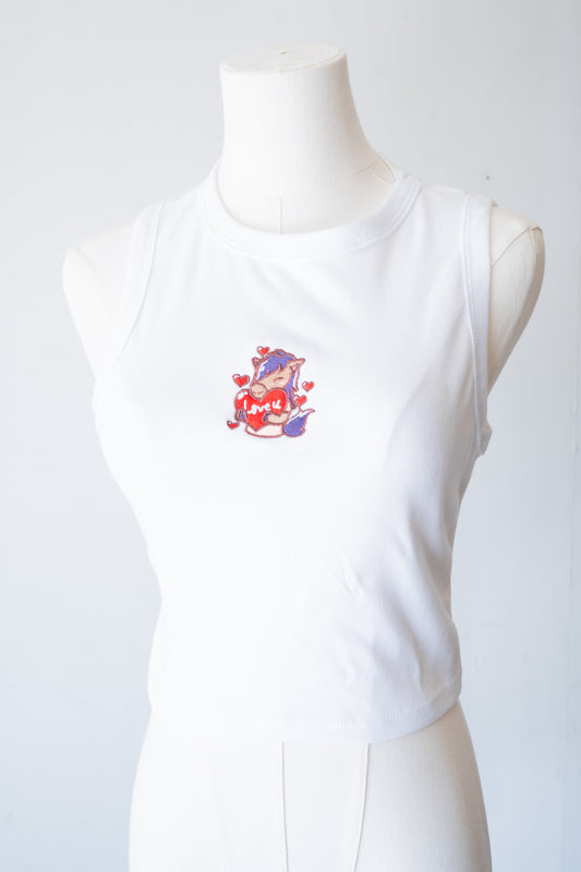 Heart Billy Tank Top (White) - FlippedDimension