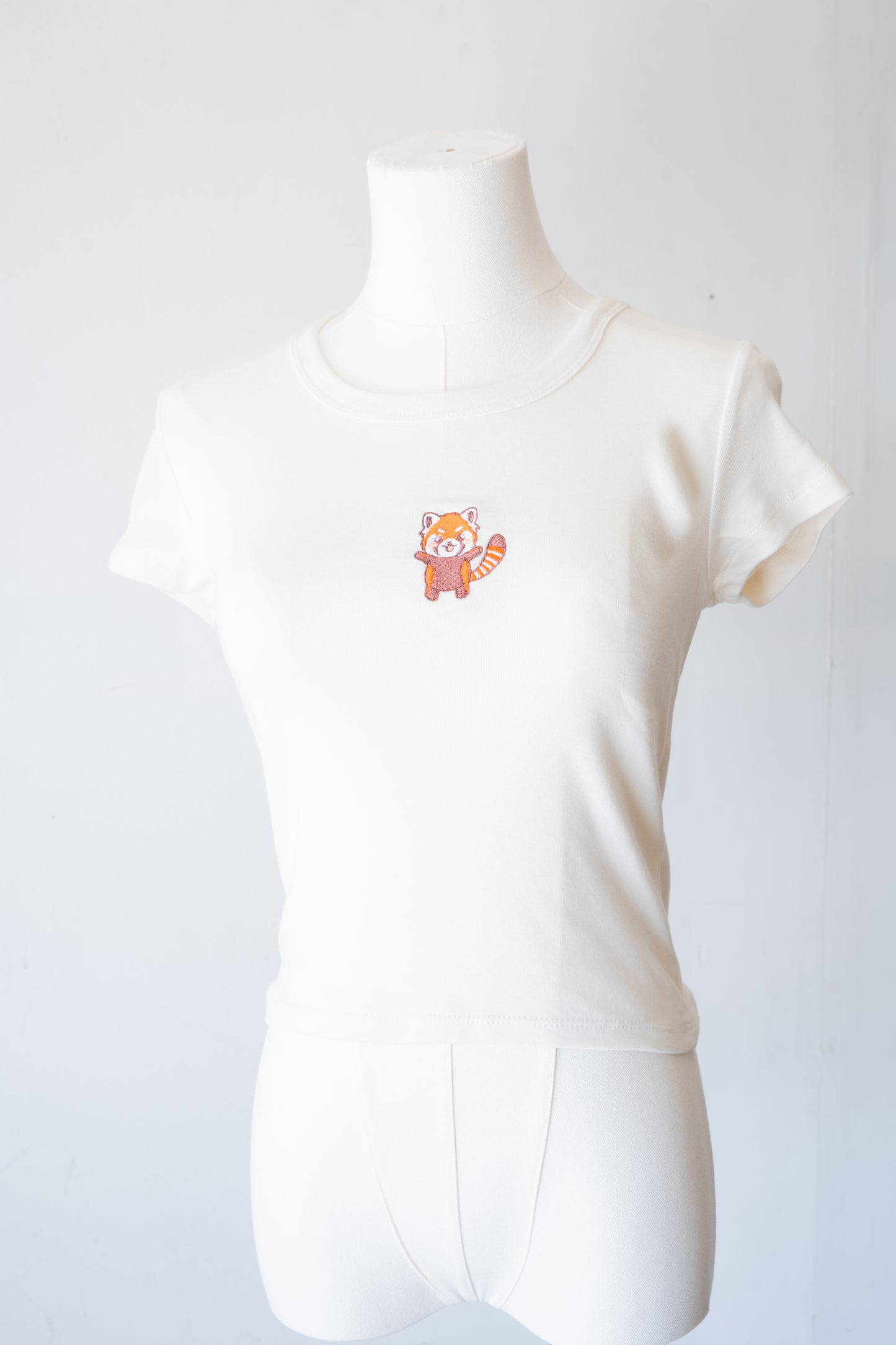 Red Panda Baby Tee (Cream) - FlippedDimension