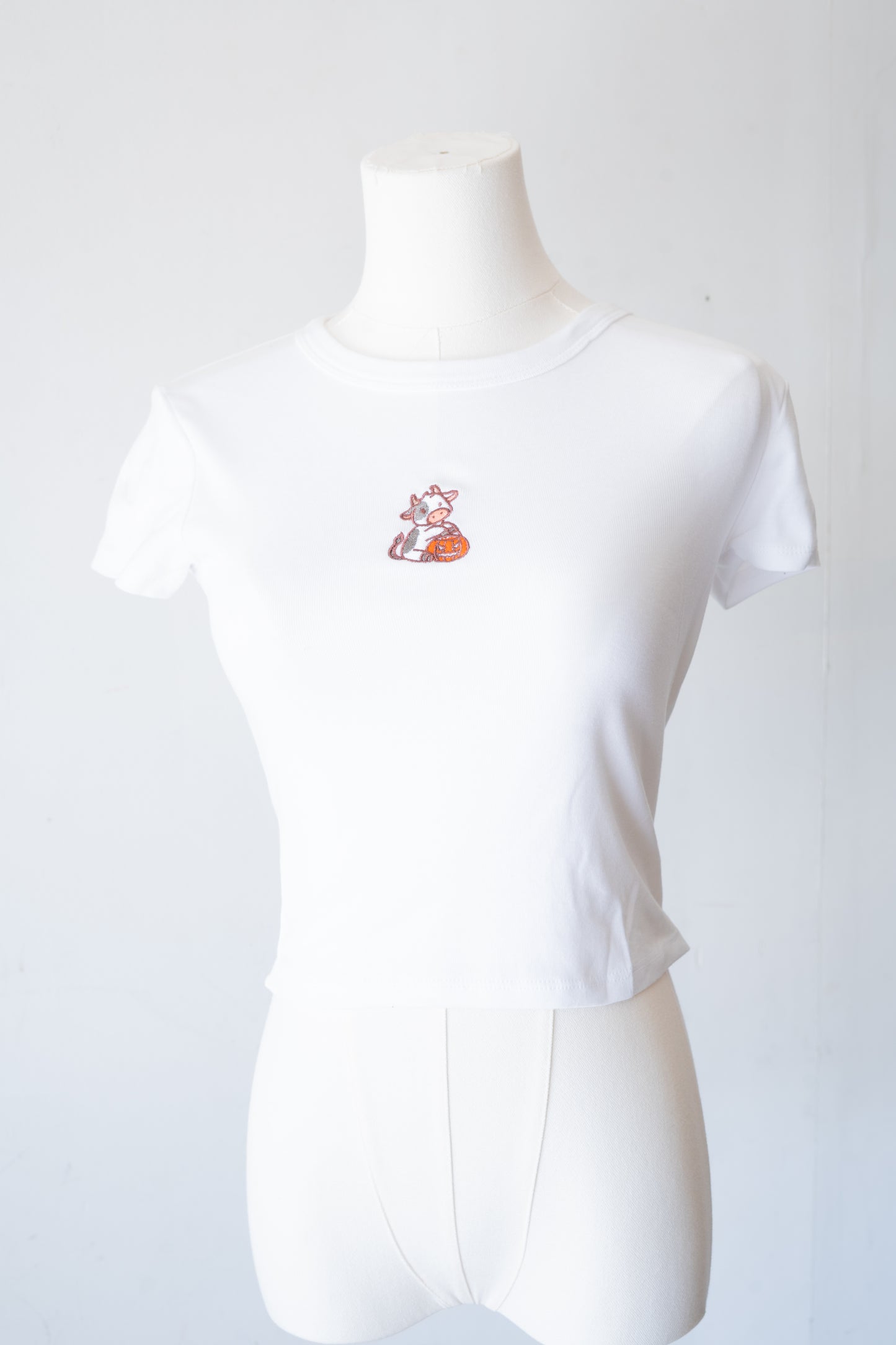 Pumpkin Cow Baby Tee (White) - FlippedDimension