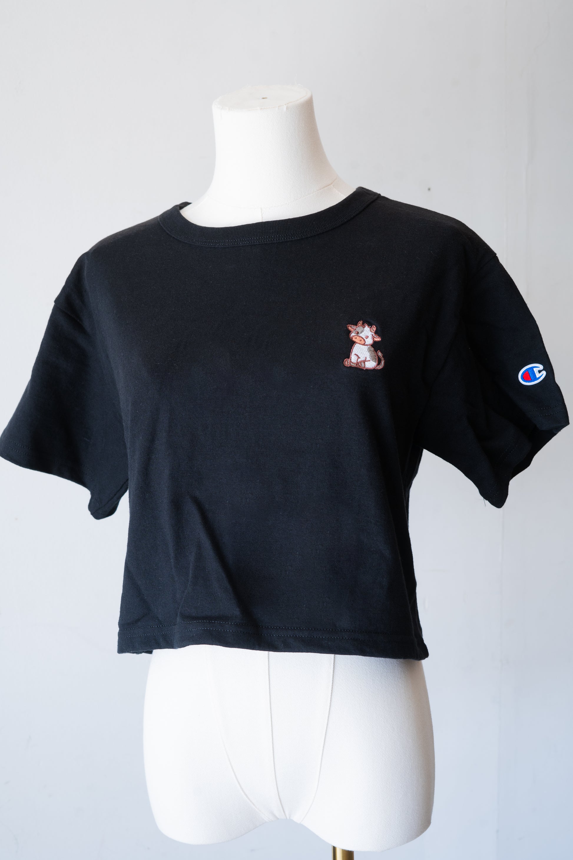 Cow Crop Tee Champion (Black) - FlippedDimension