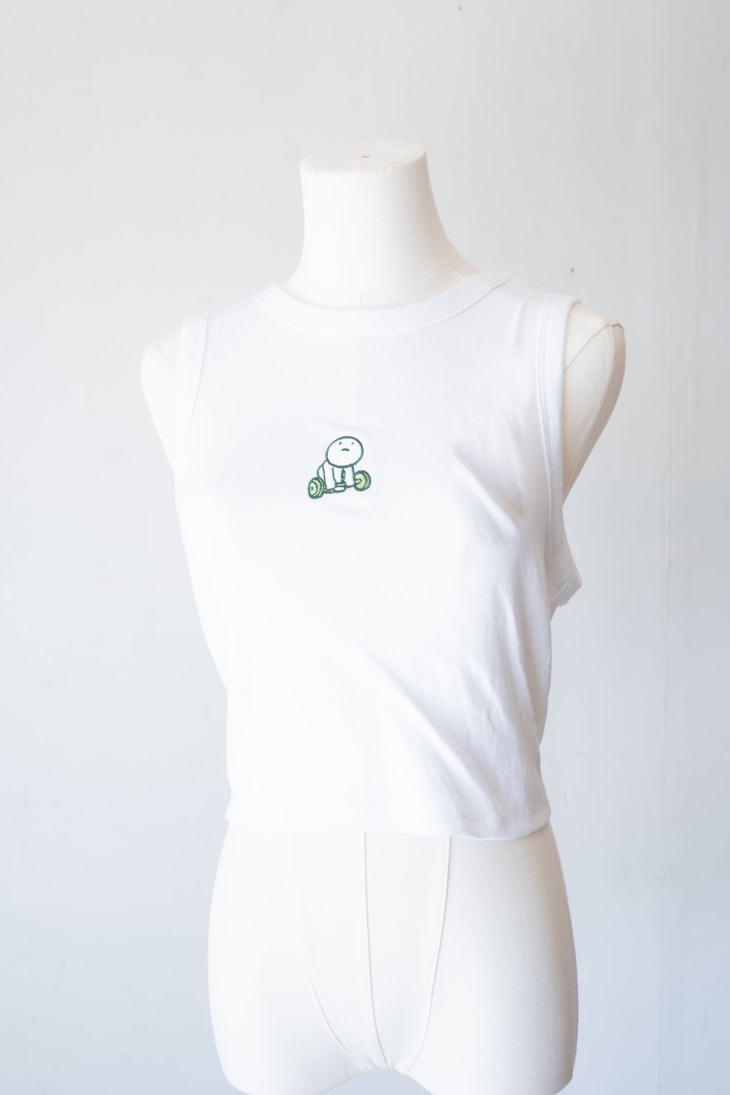 Weight-Lifting Smiski Tank Top (White) - FlippedDimension