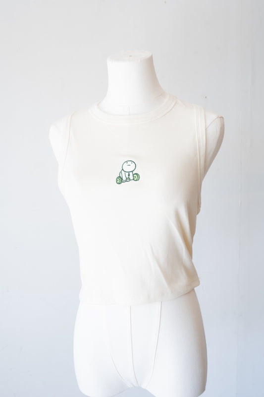 Weight-Lifting Smiski Tank Top (Cream) - FlippedDimension