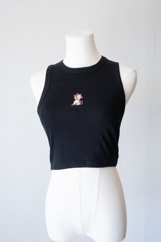 Cow Tank Top (Black) - FlippedDimension