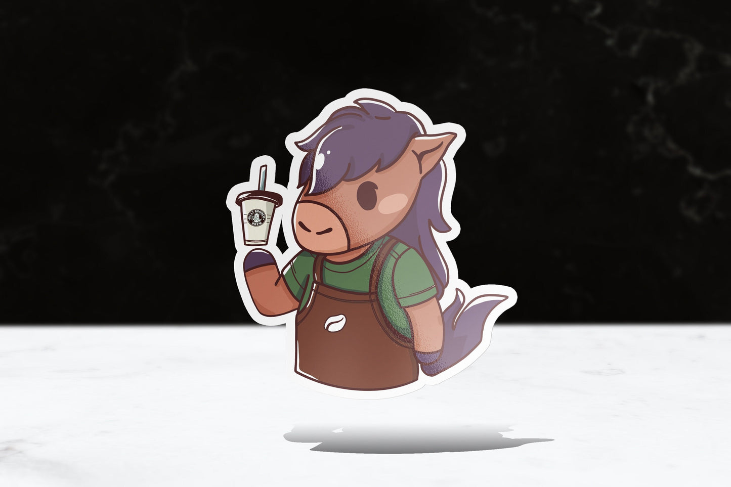 Billy Bronco Brew Barista Sticker - FlippedDimension