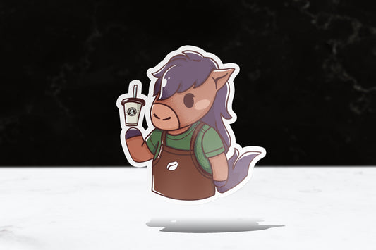Billy Bronco Brew Barista Sticker - FlippedDimension