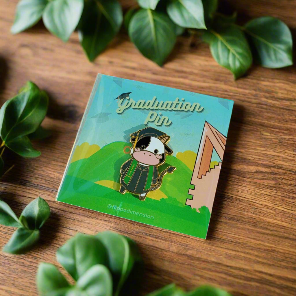Graduation Enamel Pin | 2" Gold-Plated Graduate Pin - FlippedDimension