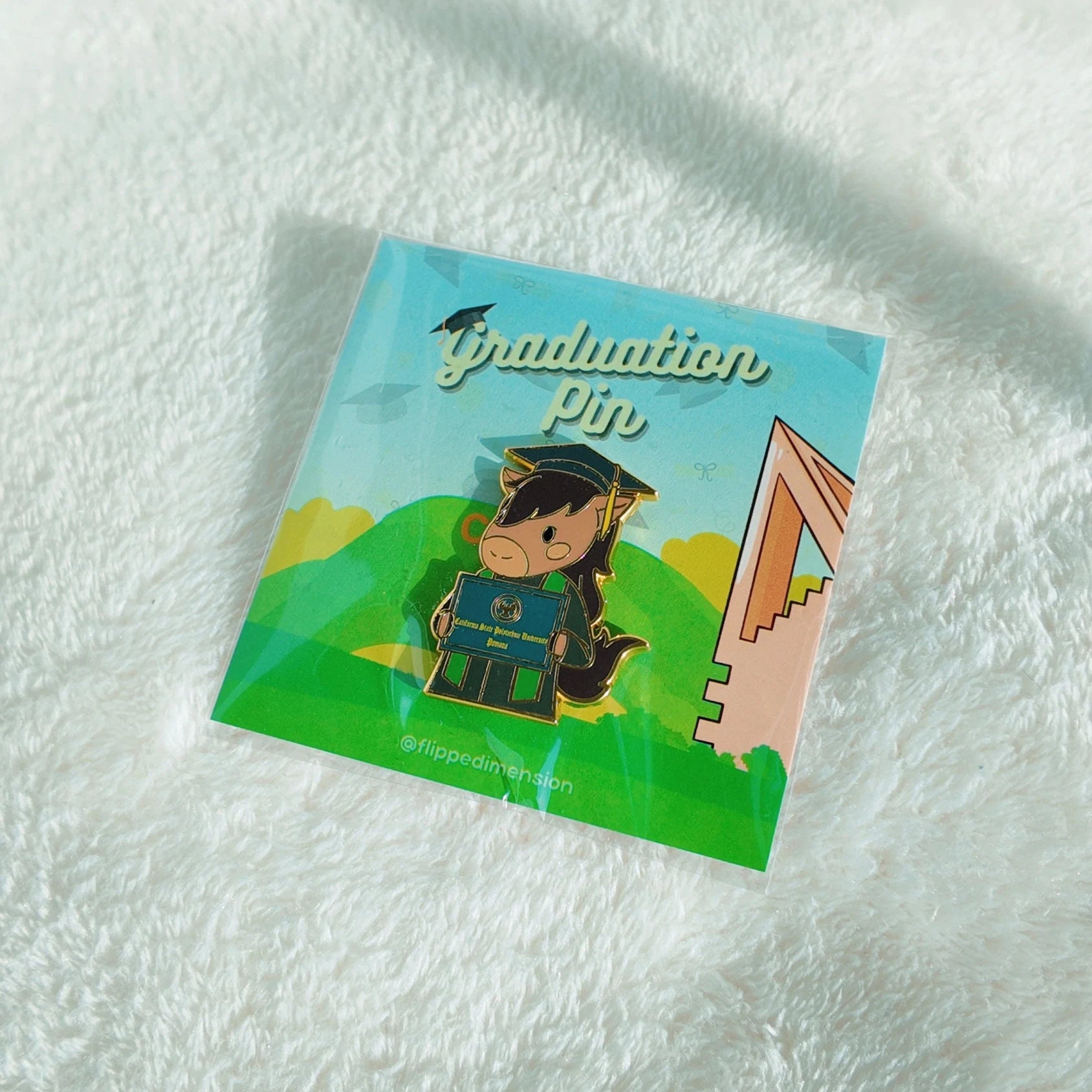 Graduation Enamel Pin | 2" Gold-Plated Graduate Pin - FlippedDimension