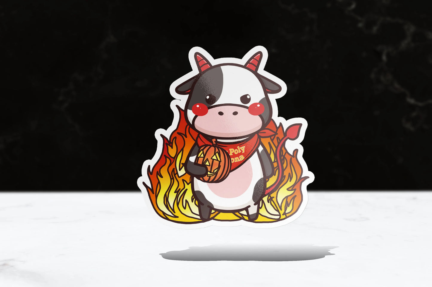 Devil Cow Sticker - FlippedDimension